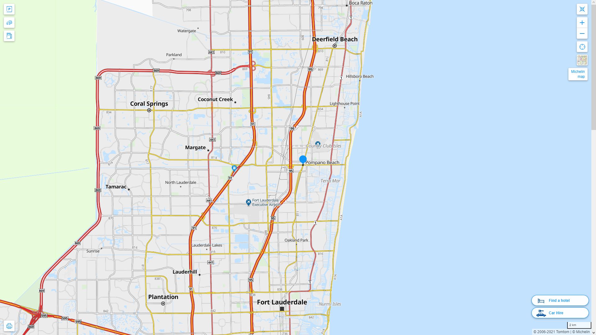 Pompano Beach Florida Highway and Road Map